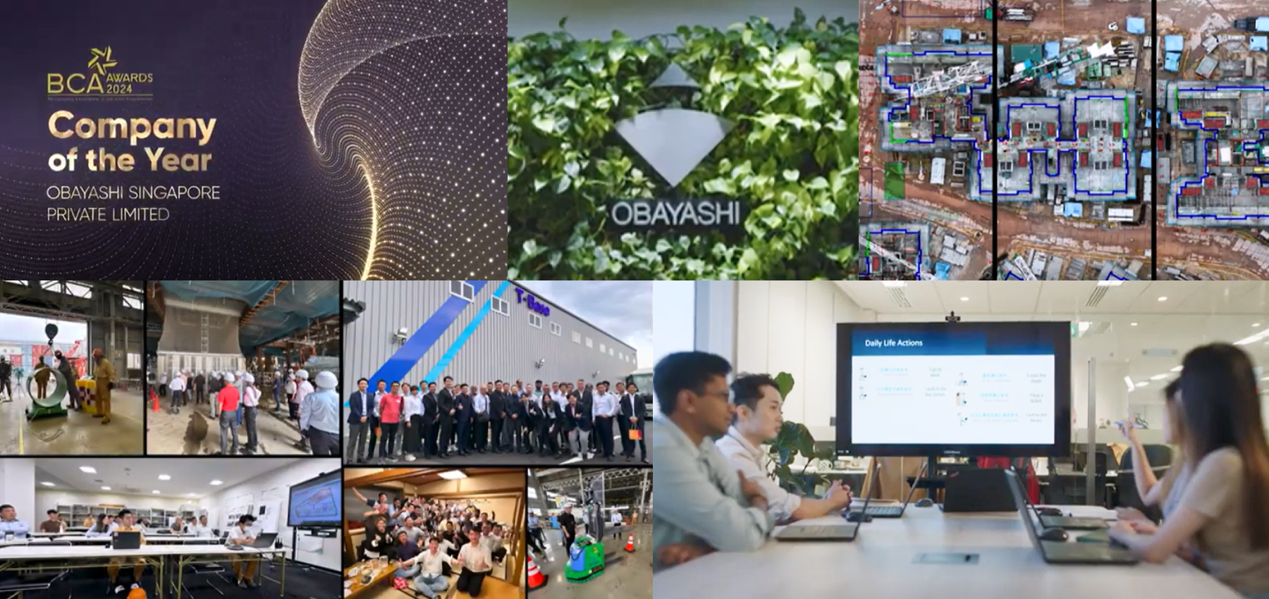 Collage showing BCA Awards 2024 winners, company teams, site work, meetings and digital planning scenes.